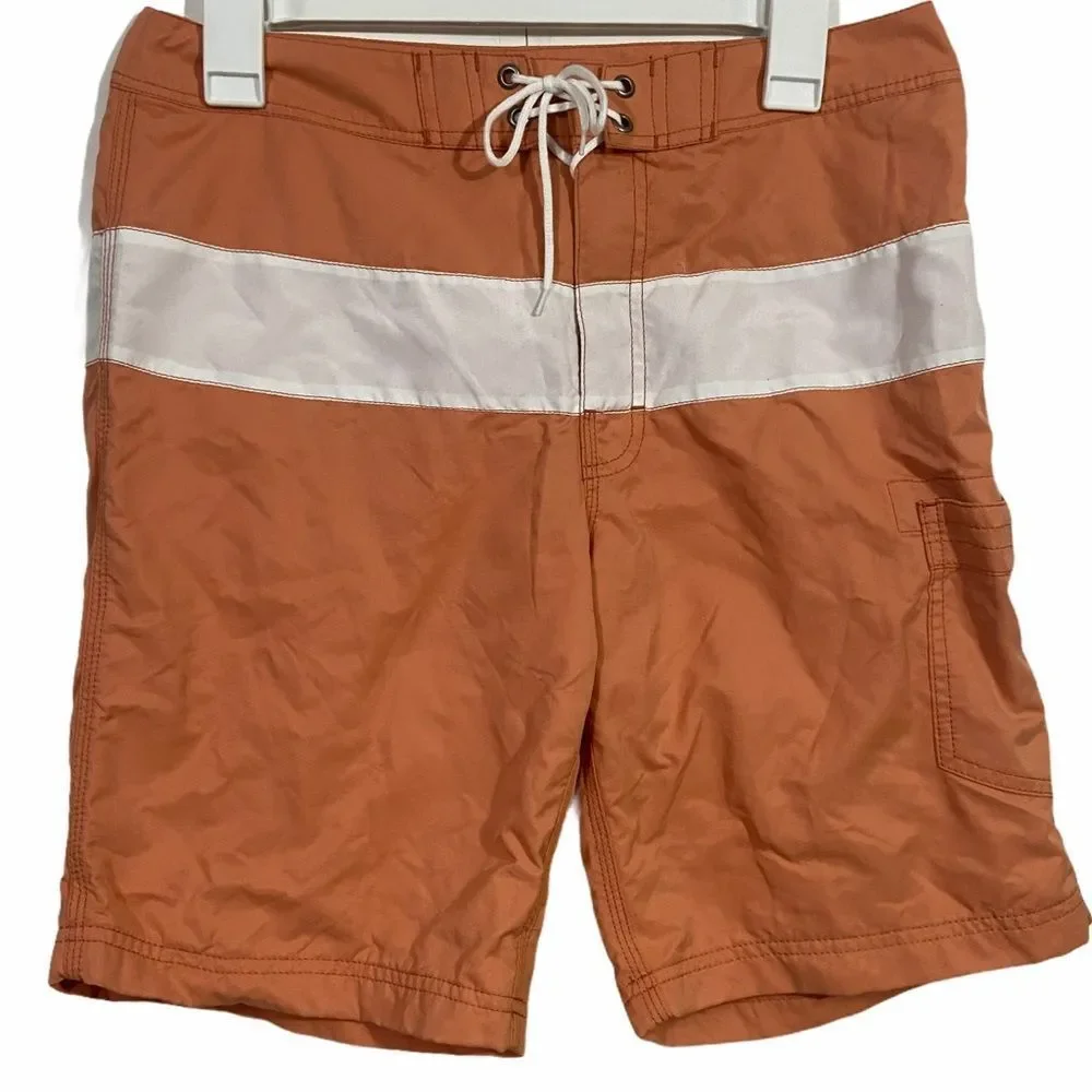 NWT J. Crew Orange Striped Swim Trunks